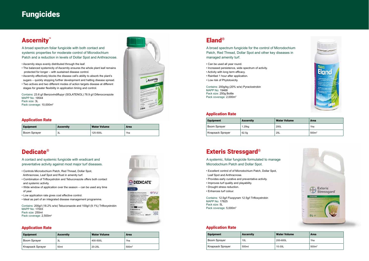 Professional fungicides from the Elliott Amenity brochure