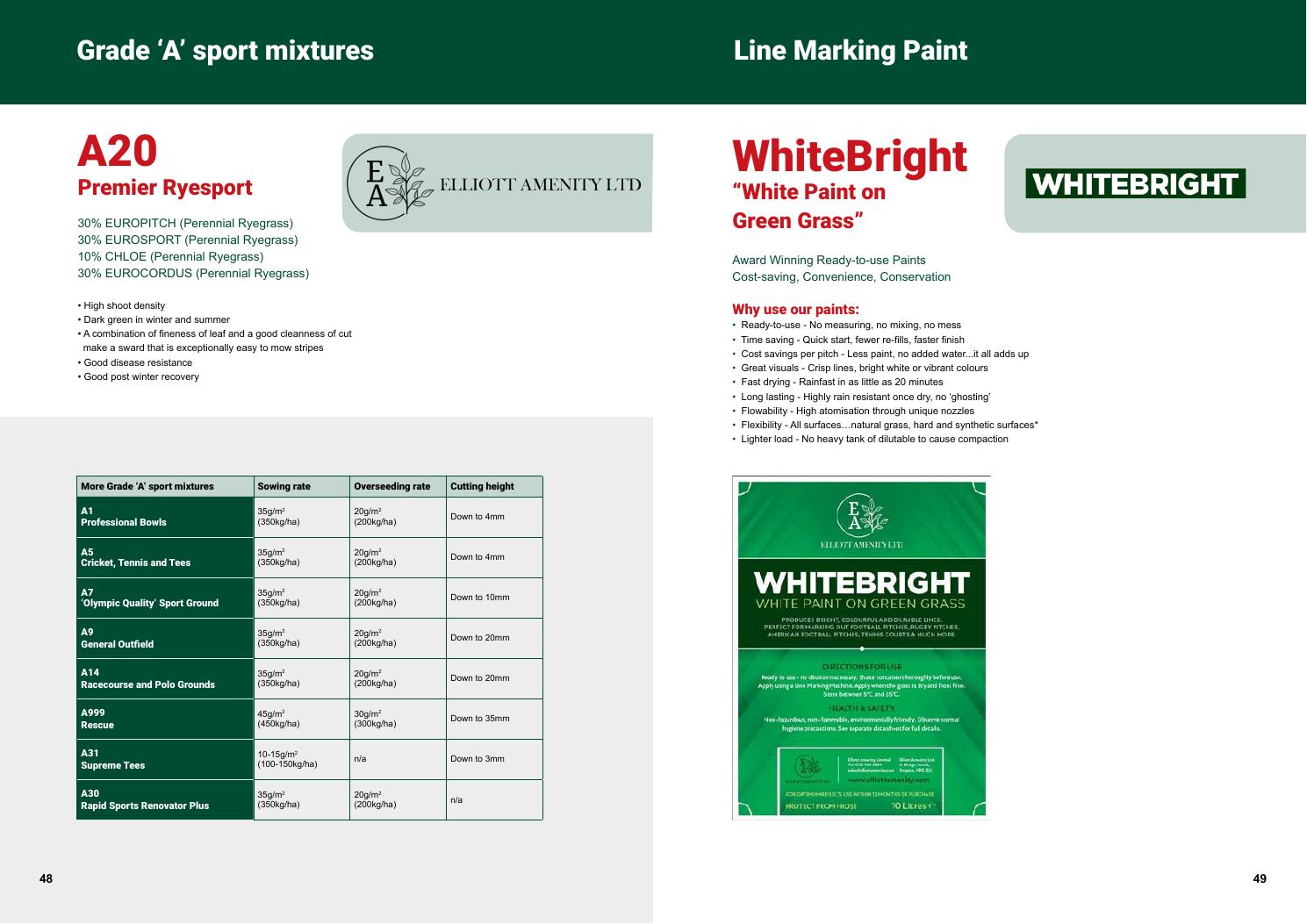 Line marking & equipment from the Elliott Amenity brochure